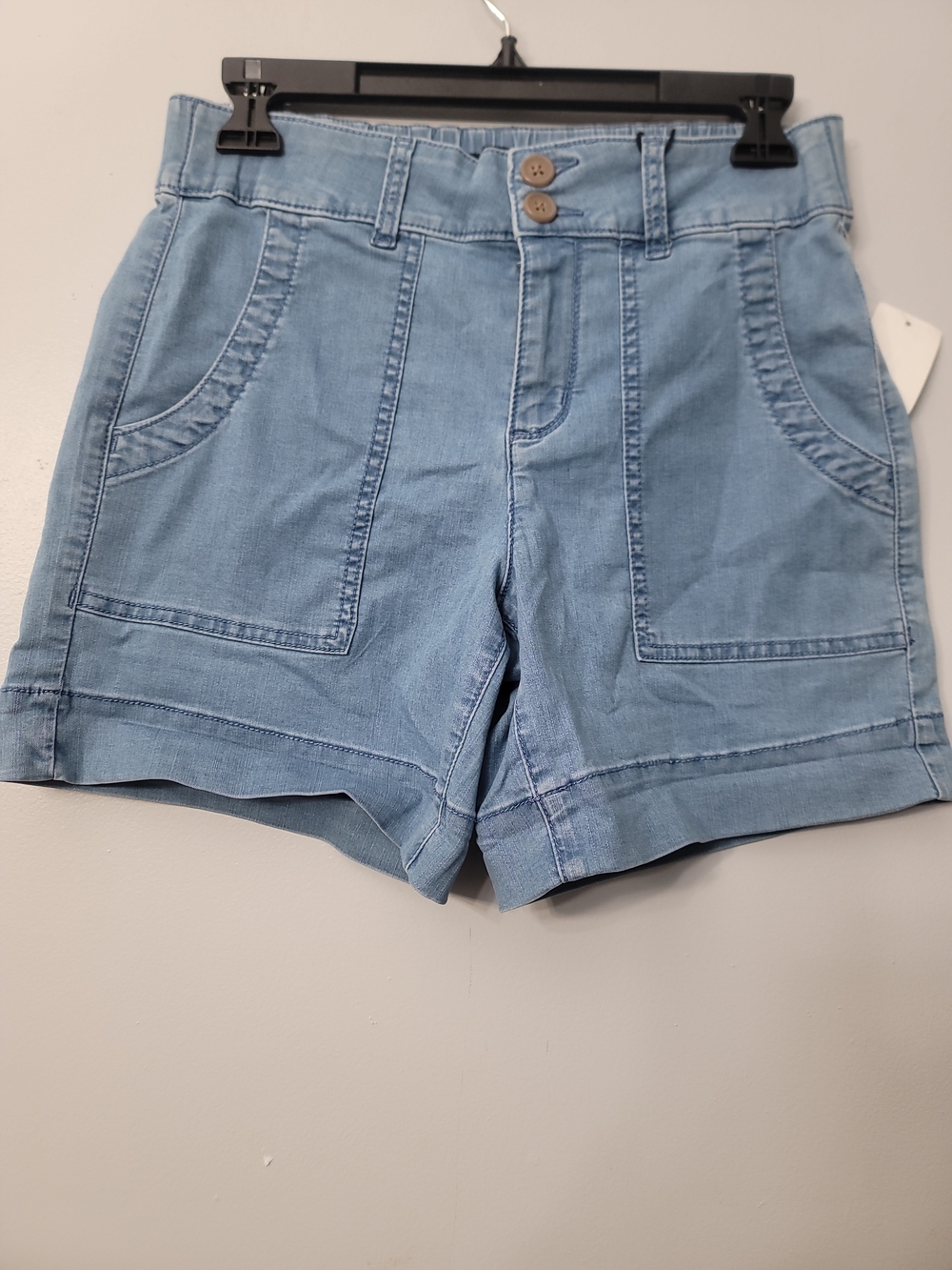 Sanctuary Light Blue High-Rise Patch Pocket Shorts